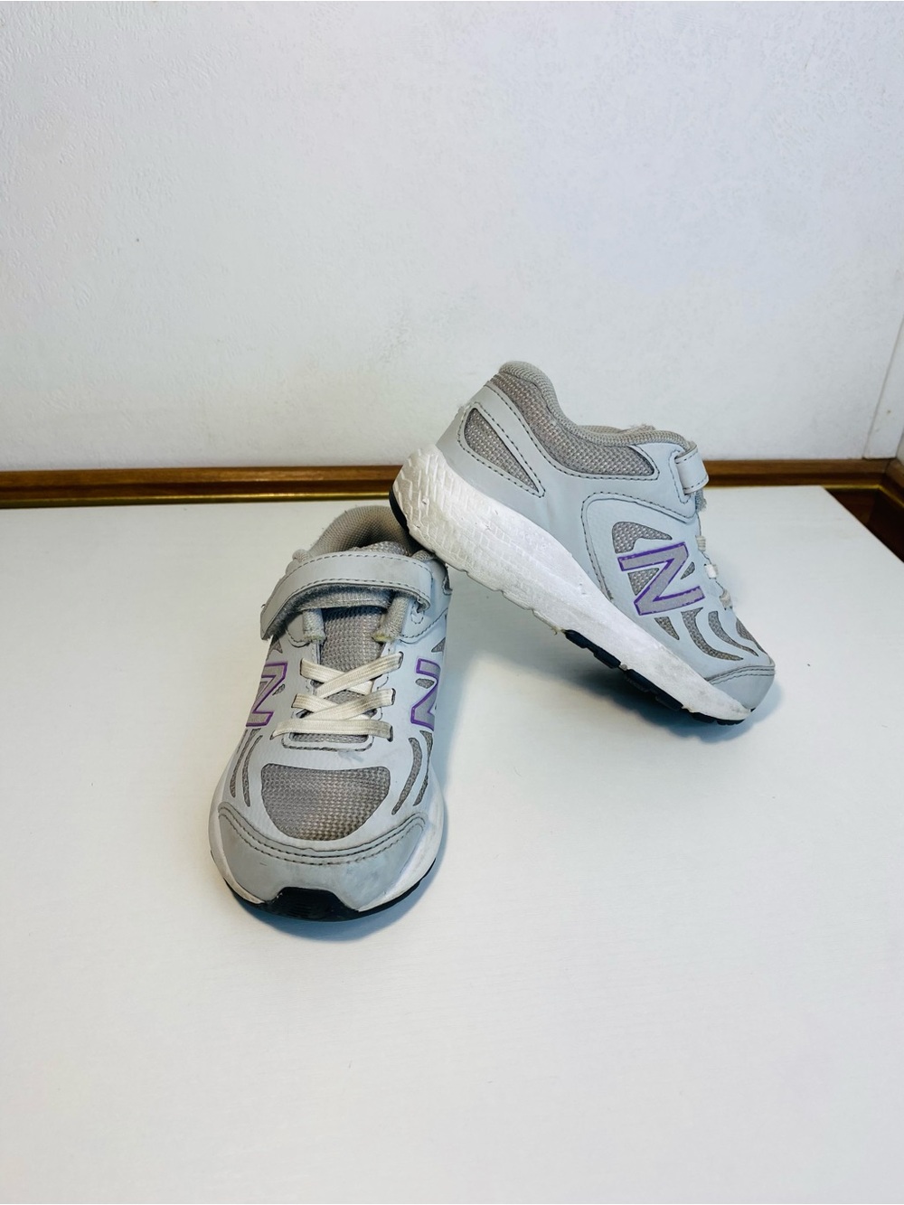 New Balance 519 Running Shoes Baby Toddler Size 8.5 Easy On Gray Purple IT519PV